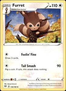 Pokemon - Furret #136/189 - SWSH03: Darkness Ablaze Uncommon - Bild 1 von 2