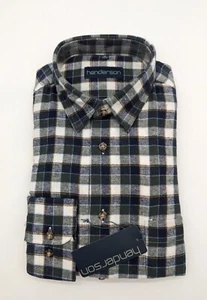 Camisa de manga larga a cuadros Henderson GCM talla XL 43/44 franela azul verde ajuste regular - Imagen 1 de 4