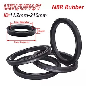 USH/UPH/Y Oil Seal Ring Hydraulic Cylinder Piston Hole Shaft Seal NBR Lip Seal - Picture 1 of 8