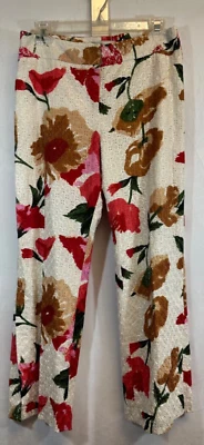 Pantalón Parameter Pantalón Talla 10 Slim Floral Encaje Arte para Usar Aberturas Blanco Rojo E2 Foto 1 de 4