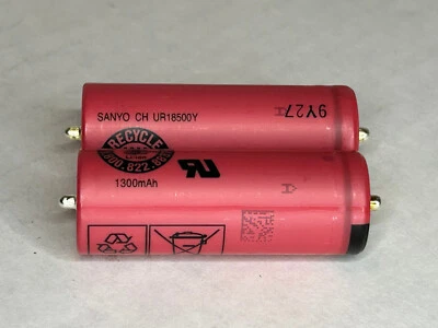 New original Sanyo 18500 battery 1300 mAh. Tested 3.75V +/-0.2v, Lot of 2 Pieces - Image 1 of 4