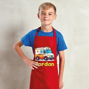 Personalised Any Name Ambulance Waterproof Kids Apron. Craft Bake Cook Boy Girl - Picture 1 of 12