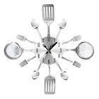 3D Wall Clock Kitchen Stainless Steel Fork Knife Clock Decorative