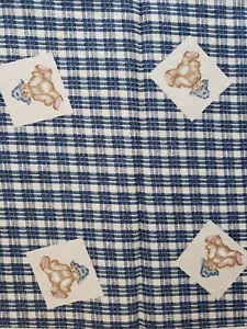 Daisy Kingdom Fabric Ted E Bear Blue Plaid Past & Presents 31" x 44" Cotton VTG - Picture 1 of 4