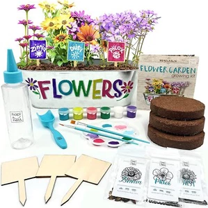 Flower Garden Growing Kit Kids Gardening Crafts Gifts for Toddlers Ages 6 & Up - Picture 1 of 6