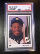 1989 Upper Deck Ken Griffey Jr. RC Star Rookie #1 Graded PSA 5 EX Nice Hologram