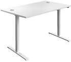 Jemini Single Motor Sit/Stand Desk with Cable Ports 1200x800x730-1220mm White/Wh