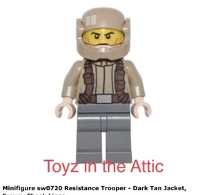 Lego 1x sw0720 Resistance Trooper - Chaqueta bronceada oscura, ceño fruncido, líneas de mejilla Nm - Imagen 1 de 1