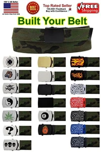 CAMOUFLAGE ADJUSTABLE CANVAS MILITARY WEB BELT METAL BUCKLE 36" 44" 56" 64" 72" - Picture 1 of 23