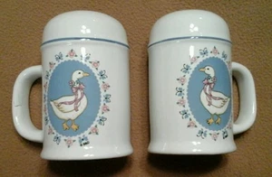 Large Vintage 1987 Salt & Pepper Set Ribbon Geese pattern by Treasure Craft - Picture 1 of 1
