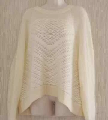 Suéter HelmutLangOversize ChevronKnitFuzzyPulloverCreamOffWhiteMohairCrewNeck S/P Foto 1 de 4