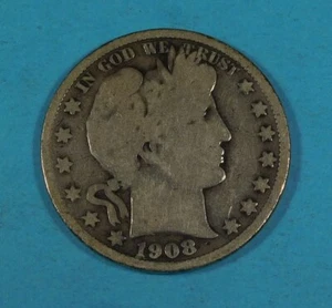 1908-s  BARBER HALF DOLLAR   - SILVER - Picture 1 of 2