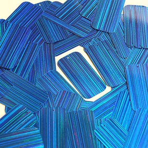 Lentejuelas azules reales luces de ciudad rectangulares lentejuelas de alta costura reflectantes de 1,5 pulgadas - Imagen 1 de 2