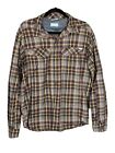 Columbia Mens Omni-Shade Button Up Roll Sleeve Shirt Size M Brown Burgundy Plaid