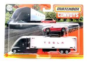 2021 MATCHBOX CONVOYS - TESLA SEMI & BOX TRAILER WITH 2020 TESLA ROADSTER - NICE - Picture 1 of 6