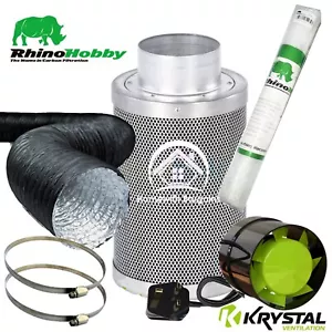 More details for rhino hobby carbon filter kit air odour extraction fan combi ducting hydroponics