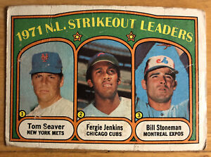 1972 Topps “1971 NL Strikeout Leaders” #95 Tom Seaver Jenkins Stoneman Low-Grade