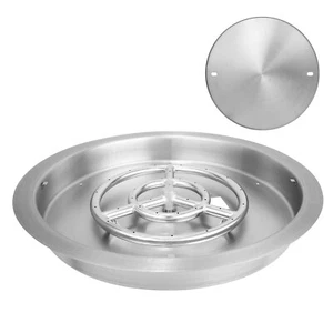 VEVOR 19" Round Drop-in Fire Pit Pan Stainless Steel Fire Pit Burner 92,000 BTU - Picture 1 of 12