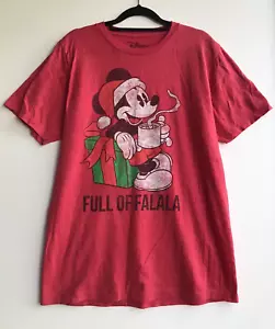 Disney T-Shirt Men's Size Small Red With Graphic Print Mickey Mouse Christmas - Picture 1 of 7