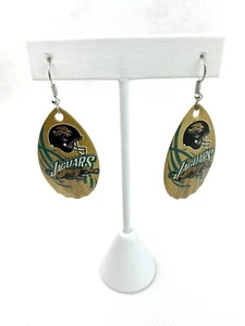 NFL Jacksonville Jaguars Gold Team Logo Vintage Teardrop Spinner Hook Earrings - Picture 1 of 1