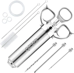 2 oz Stainless Steel Meat Marinade Flavor Injector Kit with 3 Marinade Needles - Picture 1 of 6