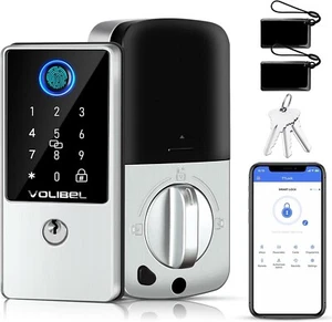 NUEVO VOLibel 7 en 1 Juego de Cerraduras de Puerta Delantera Inteligente Deadbolt Plateado Electrónico - Imagen 1 de 3