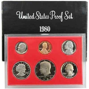 1980 S Proof set CN-Clad Susan B Anthony Kennedy- (OGP) 6 coins - Picture 1 of 4