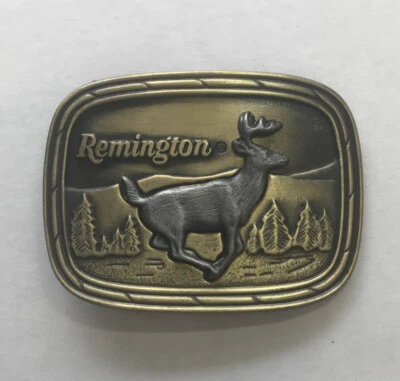 De colección Remington Cola Blanca Ciervo Cinturón Hebilla Sid Bell 1979 Foto 1 de 4