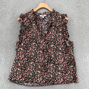 BB Dakota Steve Madden Top Womens Large Multicolor Floral Sleeveless Ruffle Tied - Picture 1 of 10