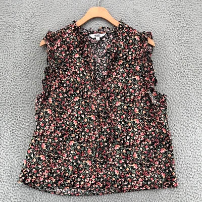 BB Dakota Steve Madden Top Womens Large Multicolor Floral Sleeveless Ruffle Tied - Image 1 of 4