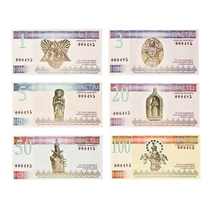 6 diff. Lithuania Baltic States Local Currency 2002 AU-UNC - Picture 1 of 2