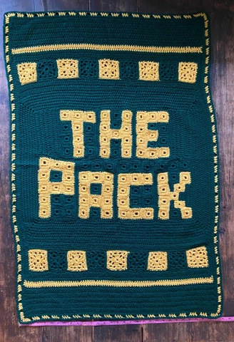 Vintage NFL Green Bay Packers 47"x31" Knit Blanket Handmade The Pack Cover