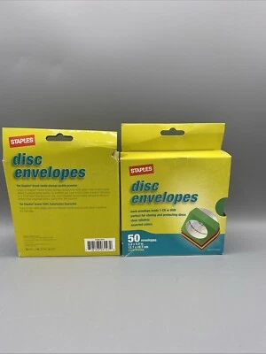 2 each STAPLES 12256 Disc Envelopes assorted Color 50 PACK 5X5" for CD, DVD New - Image 1 of 2