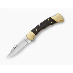 Buck Folding Ranger with Finger Grooves and Leather Pouch 112BRSFG-B - Picture 1 of 5