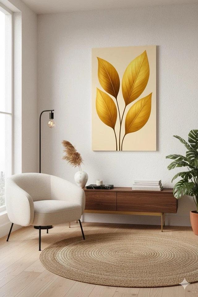 Pôster de arte de parede botânica folha de ouro luxo sem moldura decoração moderna 24x36 - Imagem 1 de 3