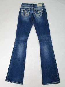 Jeans plateados Suki bordados corte bota tiro medio 25 x 34 - Imagen 1 de 12