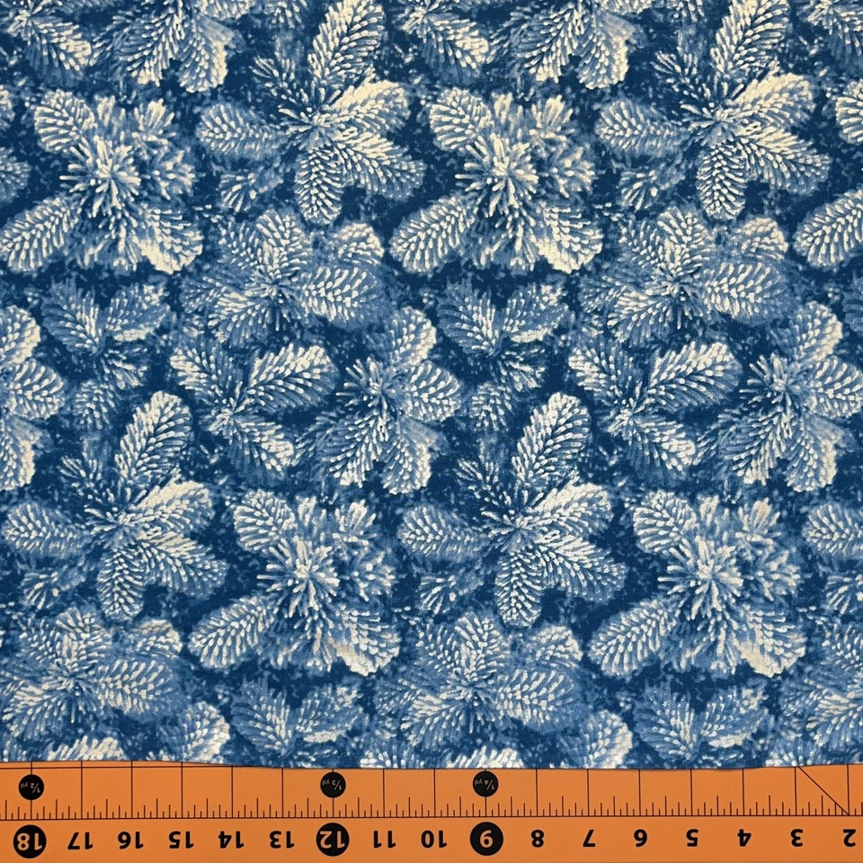 Christmas Fabric | Pearl Frost Frosty Pine Cone Blue | Benartex Kanvas YARD - Image 1 of 1