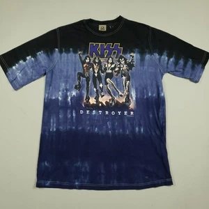 KISS Destroyer Shirt Uomo XLT Nero Blu Tie Dye Blu Liquido Band Tee 2005 Rock - Foto 1 di 23