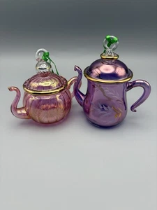 Ägyptisches Museum mundgeblasene Glas Ornamente, 2er Set Miniatur Teekannen - Bild 1 von 20