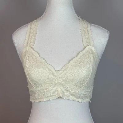 Sujetador Intimately Free People Galón Encaje Espalda Corredora Mujer Medio Beige Inalámbrico Foto 1 de 4