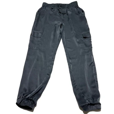 Calça jogger JOIE feminina com cordão 100% seda cetim carga tamanho P pequena preta - Imagem 1 de 4