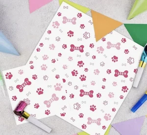 FAST KOSTENLOSER VERSAND 2 einzelne Papierservietten (rosa Hundepfoten) - Bild 1 von 3