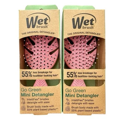 2Pk Wet Go Green MINI Cepillo Desenredante El Viaje Original, ROSA Nuevo En Caja Foto 1 de 4