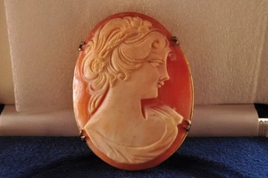 Shell cameo 925 silver gold color outer frame (total 35ct) sold in Japan - Picture 1 of 14