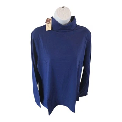 Nuevo con etiquetas Coldwater Creek Forma Ligero Cuello Alto Talla XL Azul Manga Larga Foto 1 de 4