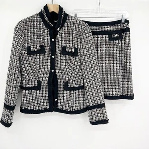 WHBM Tweed Boucle Suit Set Size 0/2 Twee Old Money Blazer Skirt Office Work - Picture 1 of 8
