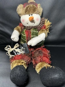 Deko sitzender Plüsch Schneemann Urlaub oder Winter Deko - Bild 1 von 3