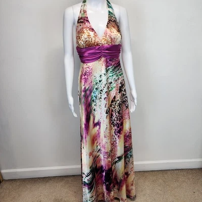 Vtg B. Darlin Y2K Halter Satin Prom Dress 11/12 Formal Resort Cruise Mardi Gras - Image 1 of 4