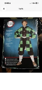 Tanjiro Demon Slayer Jungen Anime Kostüm Größe XL 14-16 Halloween Kimetsu No Yaiba - Bild 1 von 4