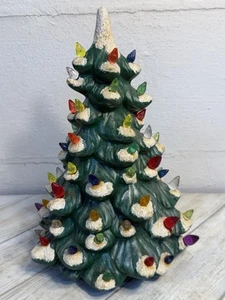 Ceramic Christmas Tree 10 Inch Tree Shell With Bulbs, No Base Of Light, Snow - Picture 1 of 6